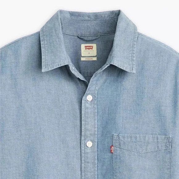 Levi's Men's 2XL Blue Denim Long Sleeve Button-Up Shirt Casual Chambray - Picture 4 of 14